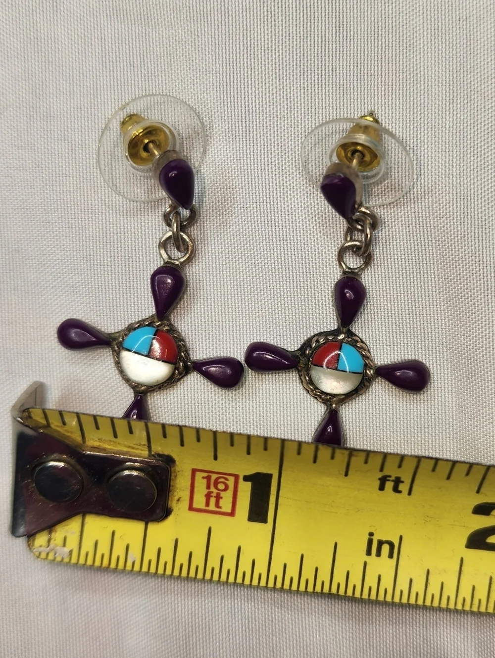 Vintage Zuni Style Cross Earrings